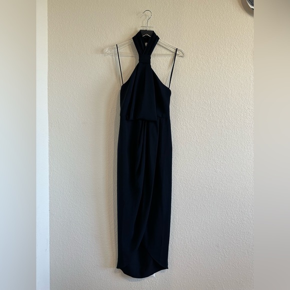 Shona Joy Knotted Tulip Hem Gown in Navy Blue Size 2US - Picture 6 of 16